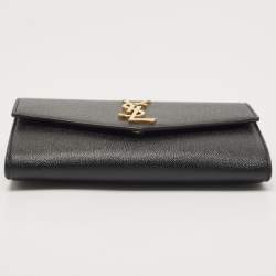 Saint Laurent Black Leather Uptown Wallet on Chain