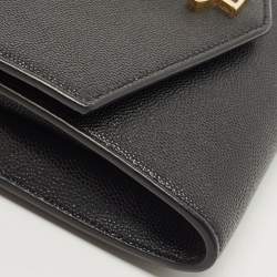 Saint Laurent Black Leather Uptown Wallet on Chain