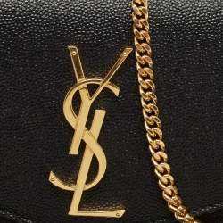 Saint Laurent Black Leather Uptown Wallet on Chain