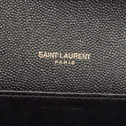 Saint Laurent Black Leather Uptown Wallet on Chain