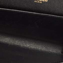 Saint Laurent Black Leather Uptown Wallet on Chain