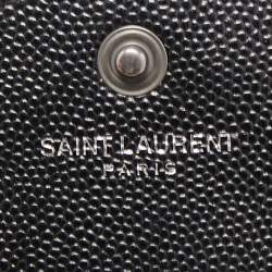 Saint Laurent Black/White Matelassé Leather Cassandre Wallet on Chain
