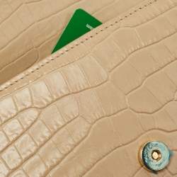Saint Laurent Beige Croc Embossed Leather Small Kate Tassel Crossbody Bag