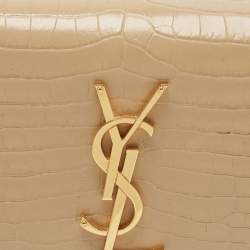 Saint Laurent Beige Croc Embossed Leather Small Kate Tassel Crossbody Bag