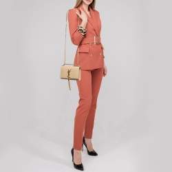 Saint Laurent Beige Croc Embossed Leather Small Kate Tassel Crossbody Bag