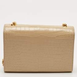 Saint Laurent Beige Croc Embossed Leather Small Kate Tassel Crossbody Bag