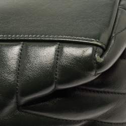 Saint Laurent Dark Green Matelassé Leather Medium LouLou Shoulder Bag