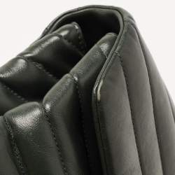 Saint Laurent Dark Green Matelassé Leather Medium LouLou Shoulder Bag