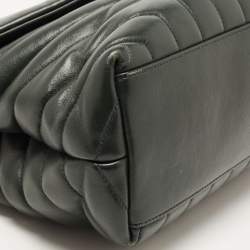 Saint Laurent Dark Green Matelassé Leather Medium LouLou Shoulder Bag
