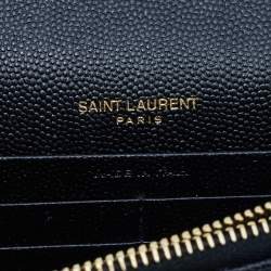 Saint Laurent Black Leather Uptown Wallet on Chain