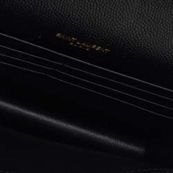 Saint Laurent Black Leather Uptown Wallet on Chain