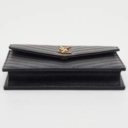 Saint Laurent Black Leather Uptown Wallet on Chain
