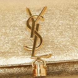 Pre Owned Saint Laurent Gold Leather Small Kate Tassel Crossbody Bag