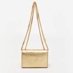 Pre Owned Saint Laurent Gold Leather Small Kate Tassel Crossbody Bag