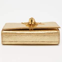 Pre Owned Saint Laurent Gold Leather Small Kate Tassel Crossbody Bag