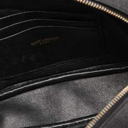 Pre Owned Saint Laurent Black Matelassé Leather Mini Lou Shoulder Bag