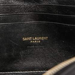 Pre Owned Saint Laurent Black Matelassé Leather Mini Lou Shoulder Bag