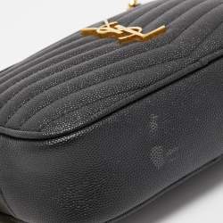 Pre Owned Saint Laurent Black Matelassé Leather Mini Lou Shoulder Bag