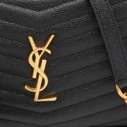 Pre Owned Saint Laurent Black Matelassé Leather Mini Lou Shoulder Bag