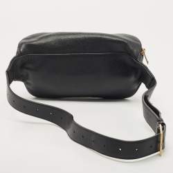Pre Owned Saint Laurent Black Leather Monogram Belt Bag