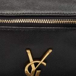 Pre Owned Saint Laurent Black Leather Monogram Belt Bag