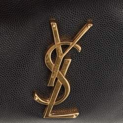 Pre Owned Saint Laurent Black Leather Monogram Belt Bag