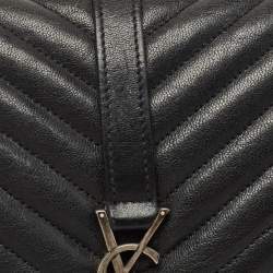 Saint Laurent Black Matelasse Leather Medium College Top Handle Bag
