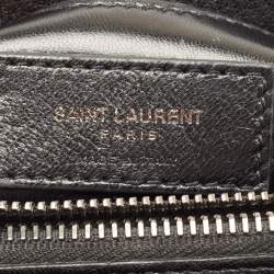 Saint Laurent Black Matelasse Leather Medium College Top Handle Bag