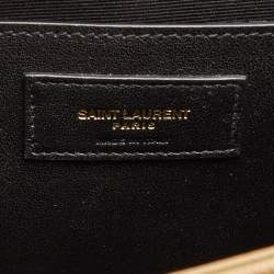 Pre Owned Saint Laurent Tan Mix Matelasse Leather Medium Envelope Chain Bag