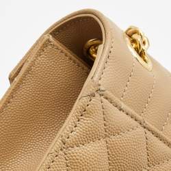 Pre Owned Saint Laurent Tan Mix Matelasse Leather Medium Envelope Chain Bag