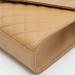 Pre Owned Saint Laurent Tan Mix Matelasse Leather Medium Envelope Chain Bag
