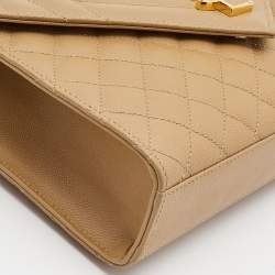 Pre Owned Saint Laurent Tan Mix Matelasse Leather Medium Envelope Chain Bag
