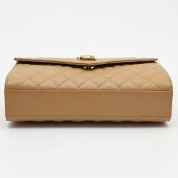 Pre Owned Saint Laurent Tan Mix Matelasse Leather Medium Envelope Chain Bag