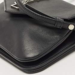 Pre Owned Saint Laurent Black Leather Tri Pocket Crossbody Bag