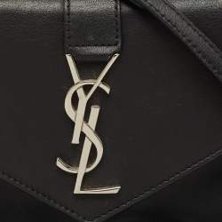 Pre Owned Saint Laurent Black Leather Tri Pocket Crossbody Bag
