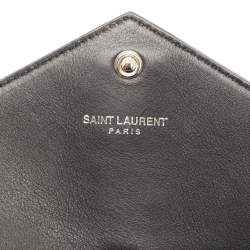 Pre Owned Saint Laurent Black Leather Tri Pocket Crossbody Bag