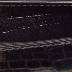 Pre Owned Saint Laurent Black Croc Embossed Leather Kate Tassel Shoulder Bag