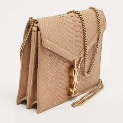 Saint Laurent Beige Python Medium Cassandra Chain Bag