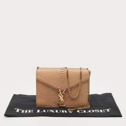 Saint Laurent Beige Python Medium Cassandra Chain Bag