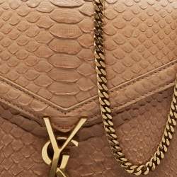 Saint Laurent Beige Python Medium Cassandra Chain Bag