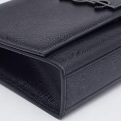 Pre Owned Saint Laurent Black Leather Medium Kate Shoulder Bag