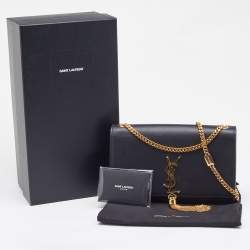 Pre Owned Saint Laurent Black Leather Medium Kate Tassel Shoulder Bag