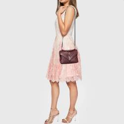 Saint Laurent Red Matelassé Leather Medium College Top Handle Bag