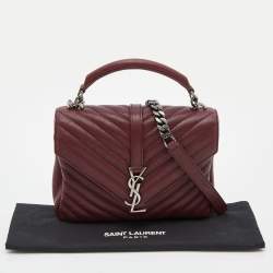Saint Laurent Red Matelassé Leather Medium College Top Handle Bag