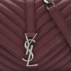 Saint Laurent Red Matelassé Leather Medium College Top Handle Bag