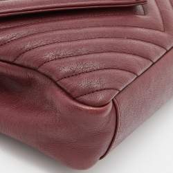 Saint Laurent Red Matelassé Leather Medium College Top Handle Bag
