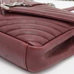 Saint Laurent Red Matelassé Leather Medium College Top Handle Bag