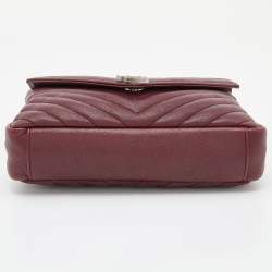 Saint Laurent Red Matelassé Leather Medium College Top Handle Bag