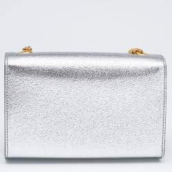 Pre Owned Saint Laurent Silver Leather Small Kate Chain Shoulder Bag