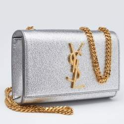 Pre Owned Saint Laurent Silver Leather Small Kate Chain Shoulder Bag